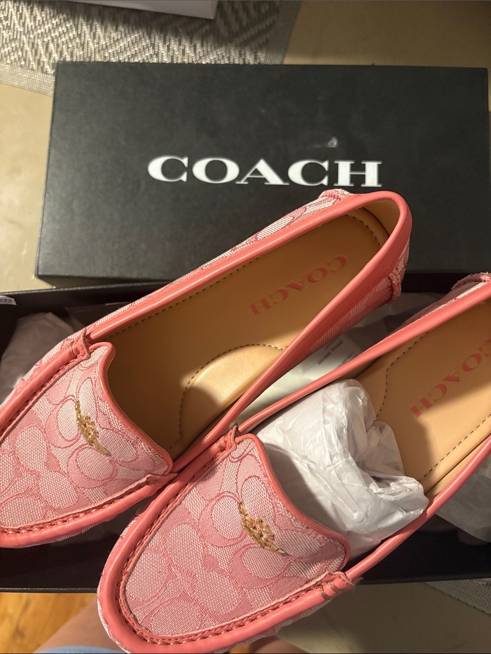 Coach Pink Signature Canvas Slip-On Loafers